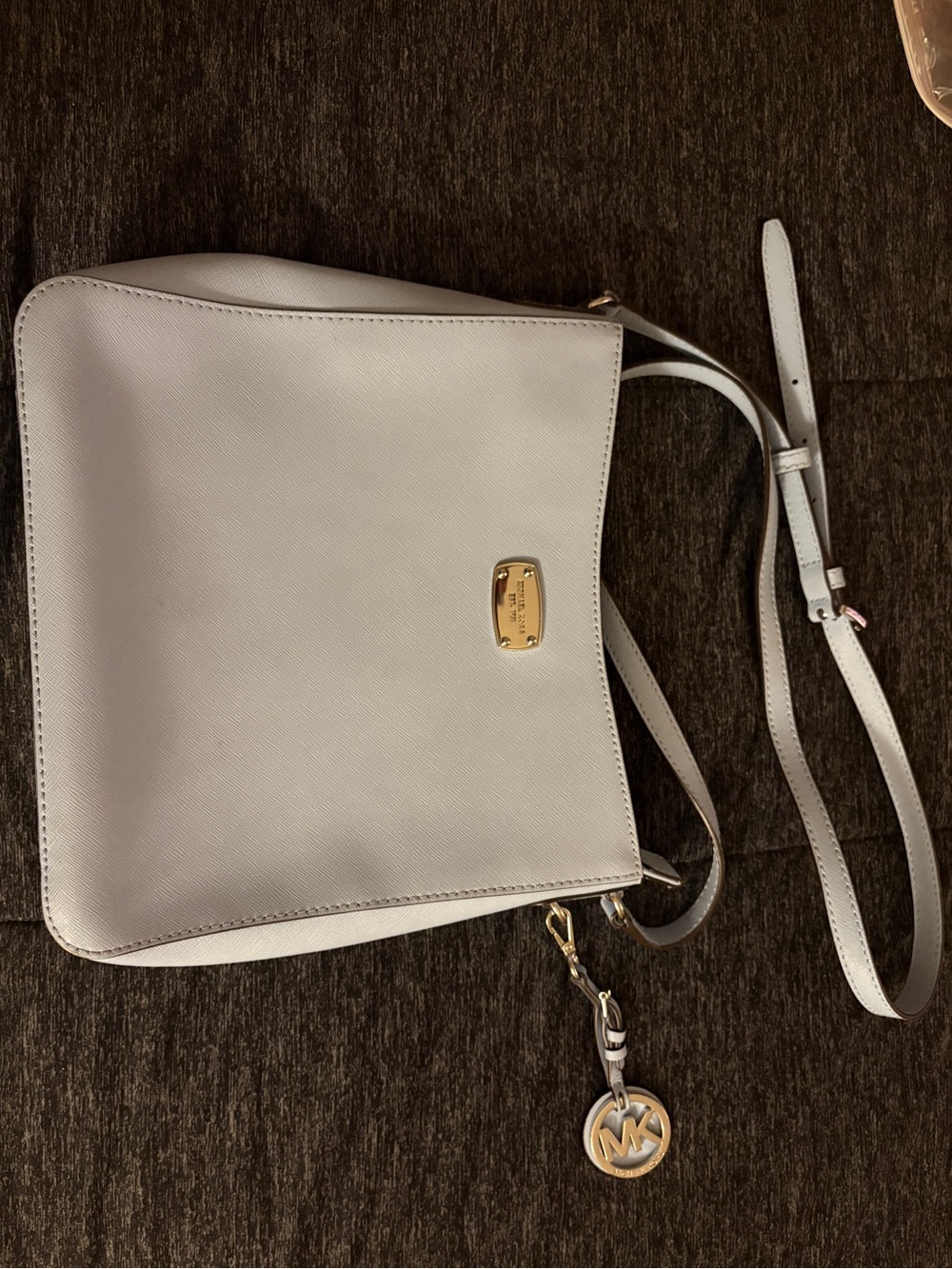 Michael Kors White Saffiano Leather Crossbody Bag